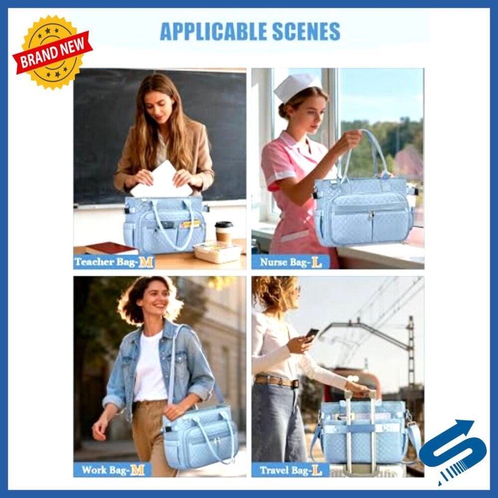 Large Tote Bag with Laptop Compartment Multiple Pockets Work Travel Organizer - Picture 3 of 7